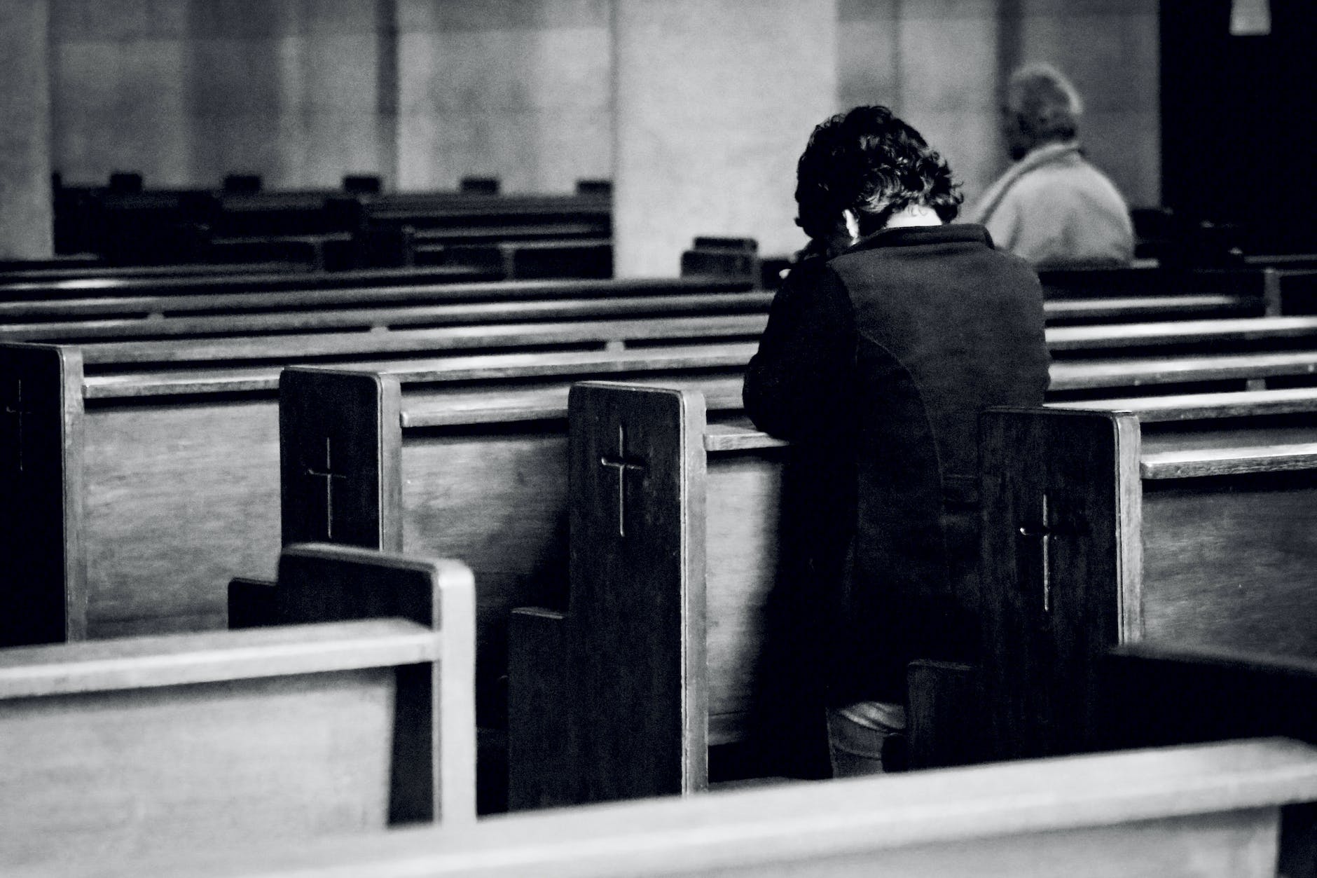 praying in old catholic church